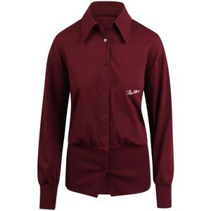 The Attico, Dames, Blouses & Shirts, Rood, Maat: S Leer,