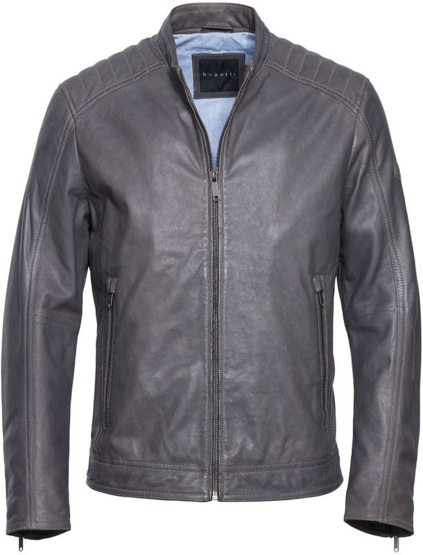 Bugatti - Klassieke Heren Leren Jas - Grijs - 4XL