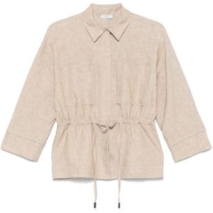 Peserico, Dames, Blouses & Shirts, Bruin, Maat: XL