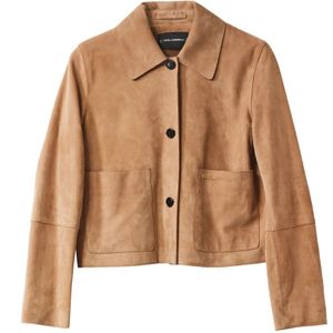 Karl Lagerfeld, Dames, Jassen, Beige, Maat: S Leer,