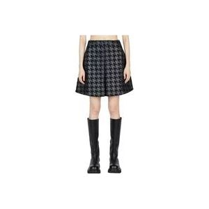 Moncler Houndstooth Motief Rok , Black , Dames , Maat: XS