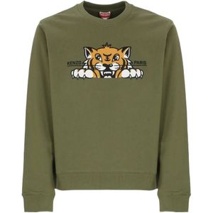 Kenzo, Heren, Sweatshirts & Hoodies, Groen, Maat: L Katoen,