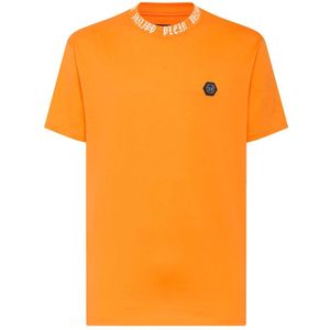 Philipp Plein, Heren, Tops, Oranje, Maat: L Katoen,