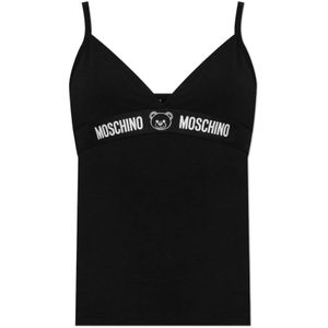 Moschino, Dames, Tops, Zwart, Maat: S Katoen,