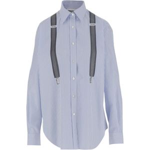 Moschino, Dames, Blouses & Shirts, Blauw, Maat: 2XS