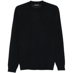 Emporio Armani - Travel Essentials Plain-knit Jumper - Blauw - Wol - Heren