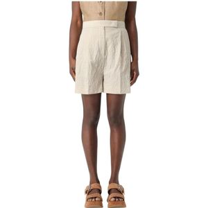 Max Mara - Geplooide Linnen Shorts - Beige - Dames