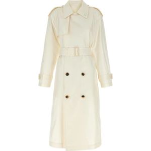 Burberry, Dames, Mantels, Wit, Maat: XS Zijde,