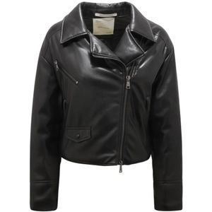 Emma&Gaia, Dames, Jassen, Zwart, Maat: XS Leer,