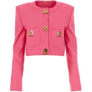 Moschino, Dames, Jassen, Roze, Maat: XS Gabardine,