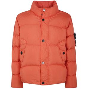 Stone Island, Heren, Jassen, Oranje, Maat: M Nylon,