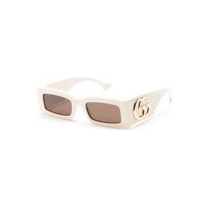 Gucci Witte zonnebril met originele accessoires , White , Dames , Maat: 53 MM