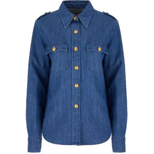 Valentino Garavani, Dames, Blouses & Shirts, Blauw, Maat: M Denim,