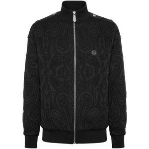 Philipp Plein, Heren, Sweatshirts & Hoodies, Zwart, Maat: M Katoen,