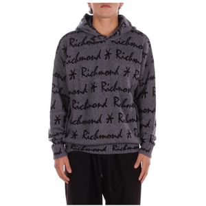 John Richmond, Heren, Sweatshirts & Hoodies, Grijs, Maat: M Wol,
