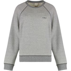 Chloé, Dames, Sweatshirts & Hoodies, Grijs, Maat: S Katoen,