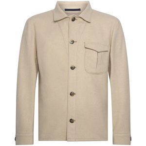 Franzese Collection, Heren, Overhemden, Beige, Maat: S Wol,