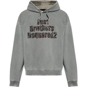 Dsquared2, Heren, Sweatshirts & Hoodies, Grijs, Maat: M Katoen,