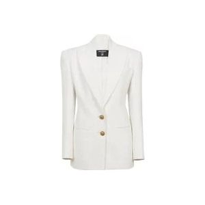 Balmain Crepe jasje met 2 knopen , White , Dames , Maat: S