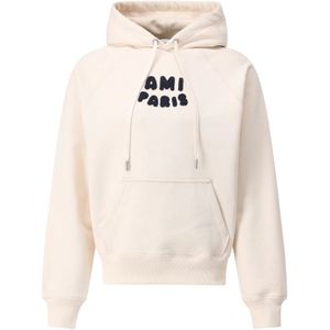 Ami Paris, Heren, Sweatshirts & Hoodies, Beige, Maat: L Katoen,