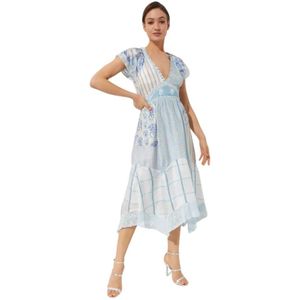 Loveshackfancy, Dames, Jurken, Blauw, Maat: XS Zijde,