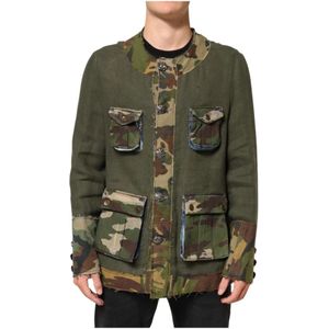 Dolce & Gabbana, Heren, Jassen, Bruin, Maat: S Linnen,