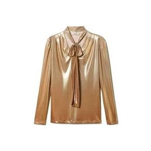 Twinset Gouden Lavallière Kraag Blouse , Brown , Dames , Maat: M