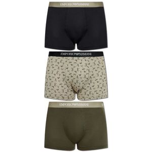 Emporio Armani - Driepack Boxershorts - Zwart Beige Olijf - Katoen