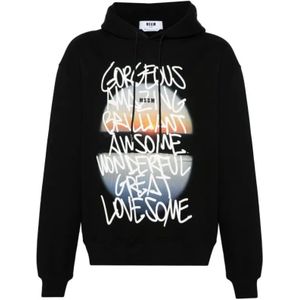 Msgm, Heren, Sweatshirts & Hoodies, Zwart, Maat: M Katoen,
