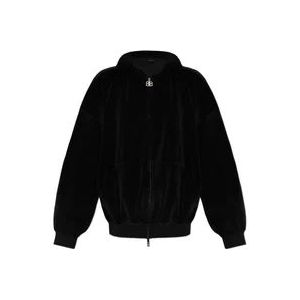 Balenciaga Velours hoodie met logo , Black , Dames , Maat: XL