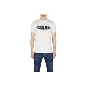 Dsquared2 Heren Katoenen T-Shirt, Logo Print, S74Gd1097 , White , Heren , Maat: L