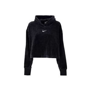 Nike Lichtgewicht Cropped Hoodie voor dames , Black , Dames , Maat: L