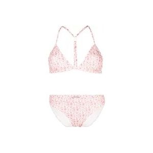 Moncler Roze Cross Over Bikini met Wit Logo Print , Pink , Dames , Maat: L