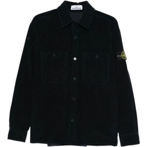 Stone Island, Heren, Jassen, Blauw, Maat: L Katoen,