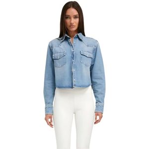 Sprwmn, Dames, Blouses & Shirts, Blauw, Maat: M Denim,