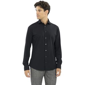 Traiano Milano, Heren, Overhemden, Zwart, Maat: M Polyamide,
