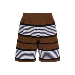 Burberry Grafische Gestreepte Nylon Mesh Shorts , Brown , Heren , Maat: M