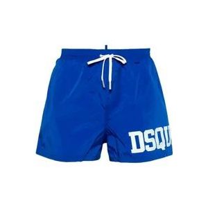 Dsquared2 Blauwe Boxer Zwemkleding - Midi Stijl , Blue , Heren , Maat: L