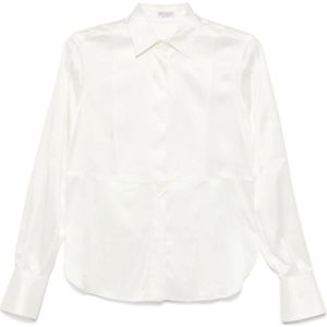 Brunello Cucinelli, Dames, Blouses & Shirts, Wit, Maat: XL Zijde,
