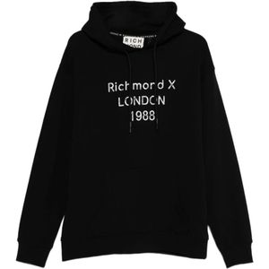 Richmond - Hoodie - Zwart - Grafische Print - Katoen