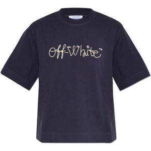 Off White, Dames, Tops, Blauw, Maat: L Katoen,