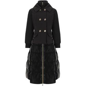 Elisabetta Franchi, Dames, Mantels, Zwart, Maat: S Nylon,