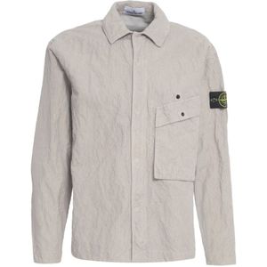 Stone Island, Heren, Jassen, Grijs, Maat: M Corduroy,