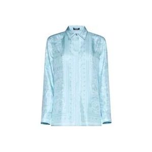 Versace Barocco Print Zijden Overhemd , Blue , Dames , Maat: M