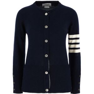 Thom Browne, Dames, Truien, Blauw, Maat: 2XS Kasjmier,