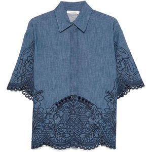 Zimmermann, Dames, Blouses & Shirts, Blauw, Maat: XS Katoen,