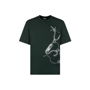 Burberry Knight Hardware T-Shirt Groen Crew Neck , Green , Heren , Maat: M