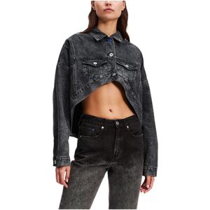 Karl Lagerfeld, Dames, Jassen, Zwart, Maat: M Katoen,