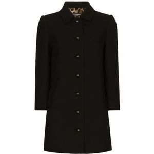 Dolce & Gabbana, Dames, Mantels, Zwart, Maat: L Wol,