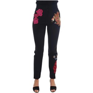 Dolce & Gabbana, Dames, Broeken, Zwart, Maat: 2XS Katoen,
